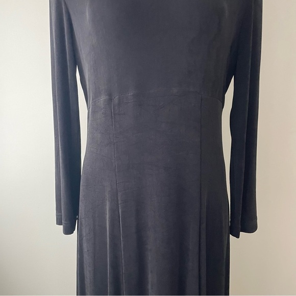 Vintage Joseph Ribkoff Maxi Dress Long Sleeve Black Goth Gothic Union Label - Picture 4 of 10